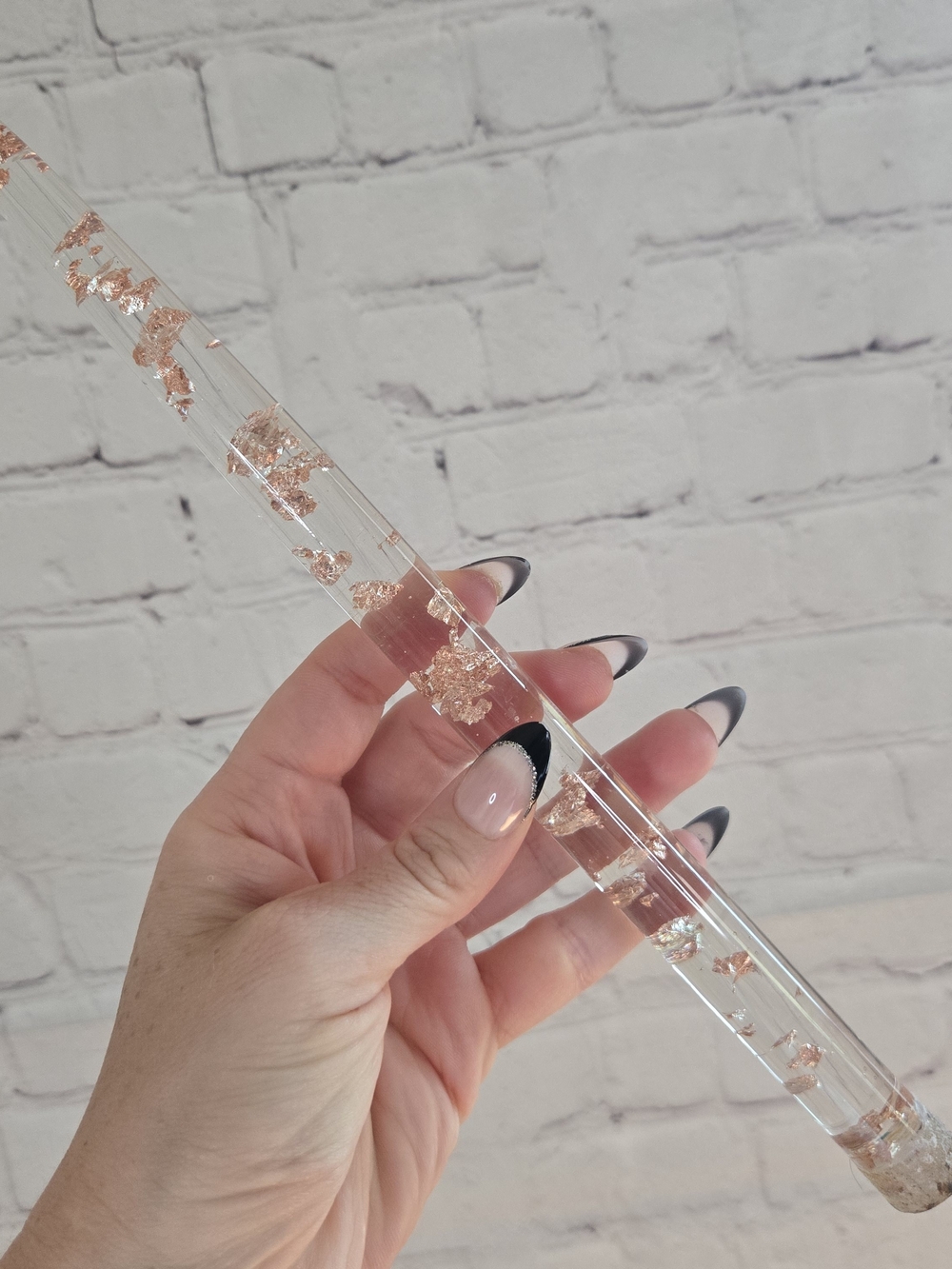 Vintage Midcentury Lucite Candle with Copper Flakes Inside